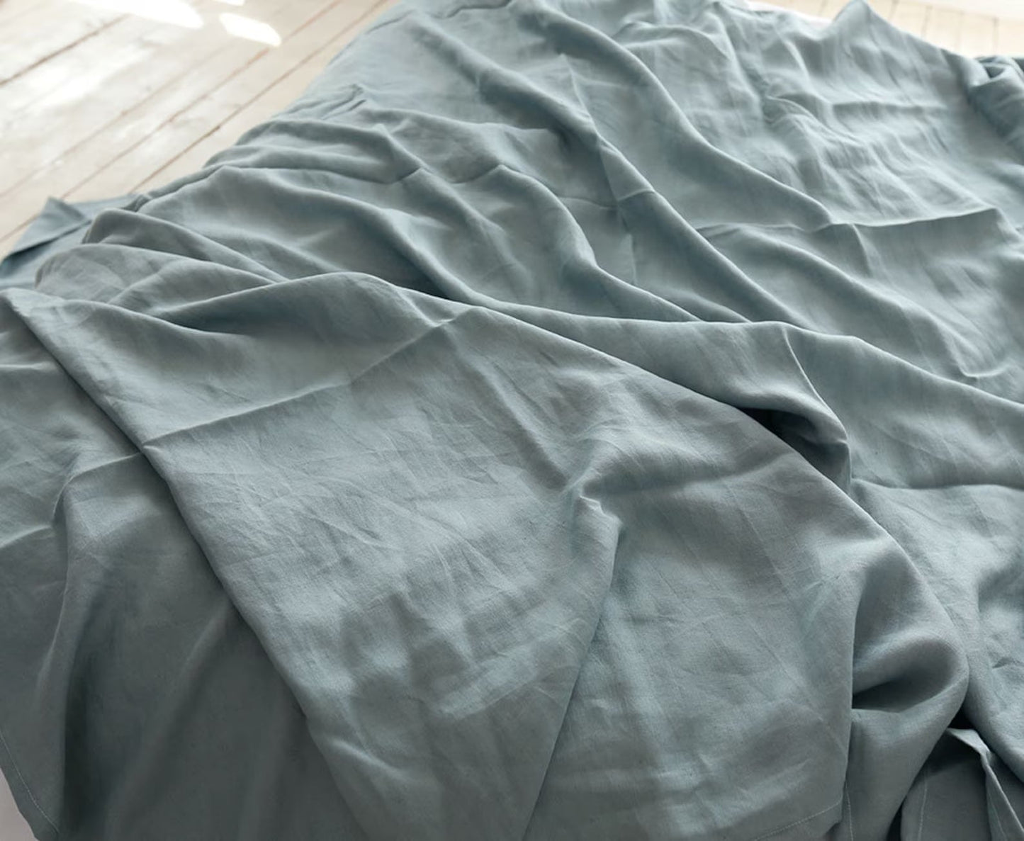 Dusty Blue Hemp Fabric by the Meter, Medium Weight, Pre-Washed, Extra Wide 110 Inch