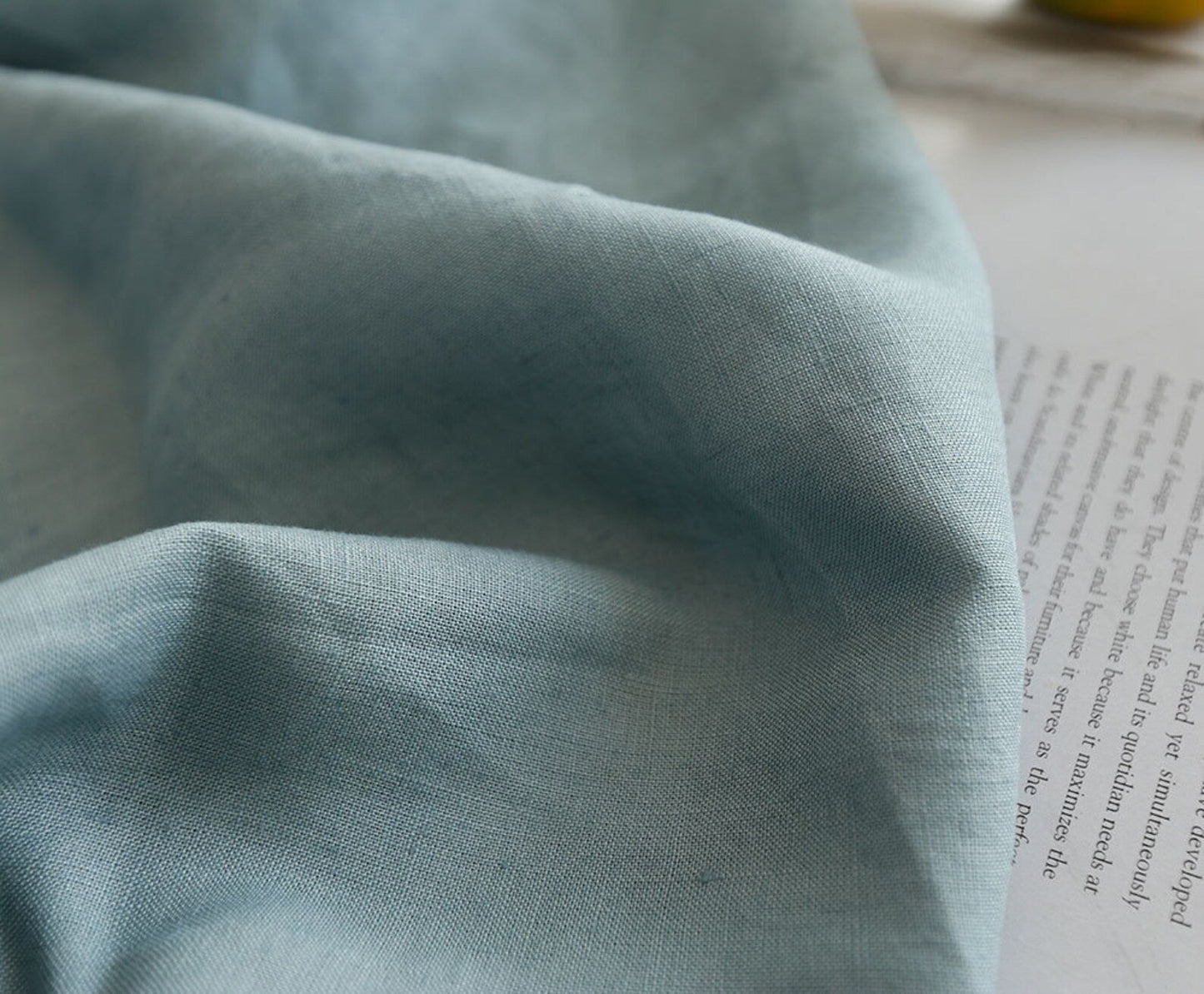 Dusty Blue Hemp Fabric by the Meter, Medium Weight, Pre-Washed, Extra Wide 110 Inch