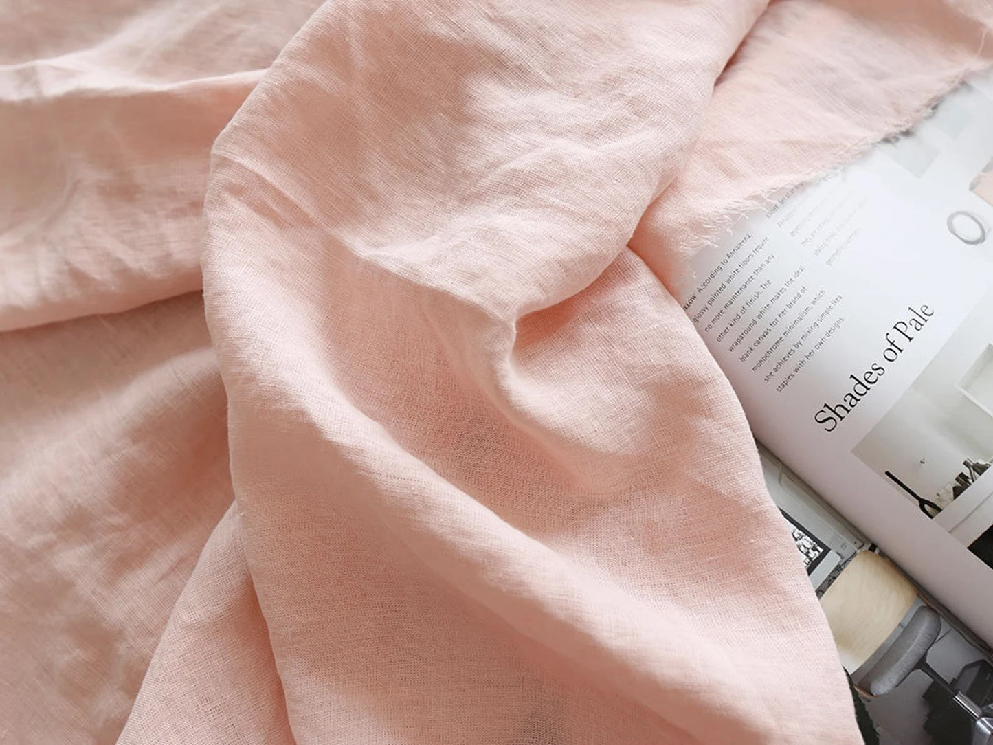 Blush Peach Hemp Fabric by the Meter, Medium Weight, Pre-Washed, Extra Wide 110 Inch