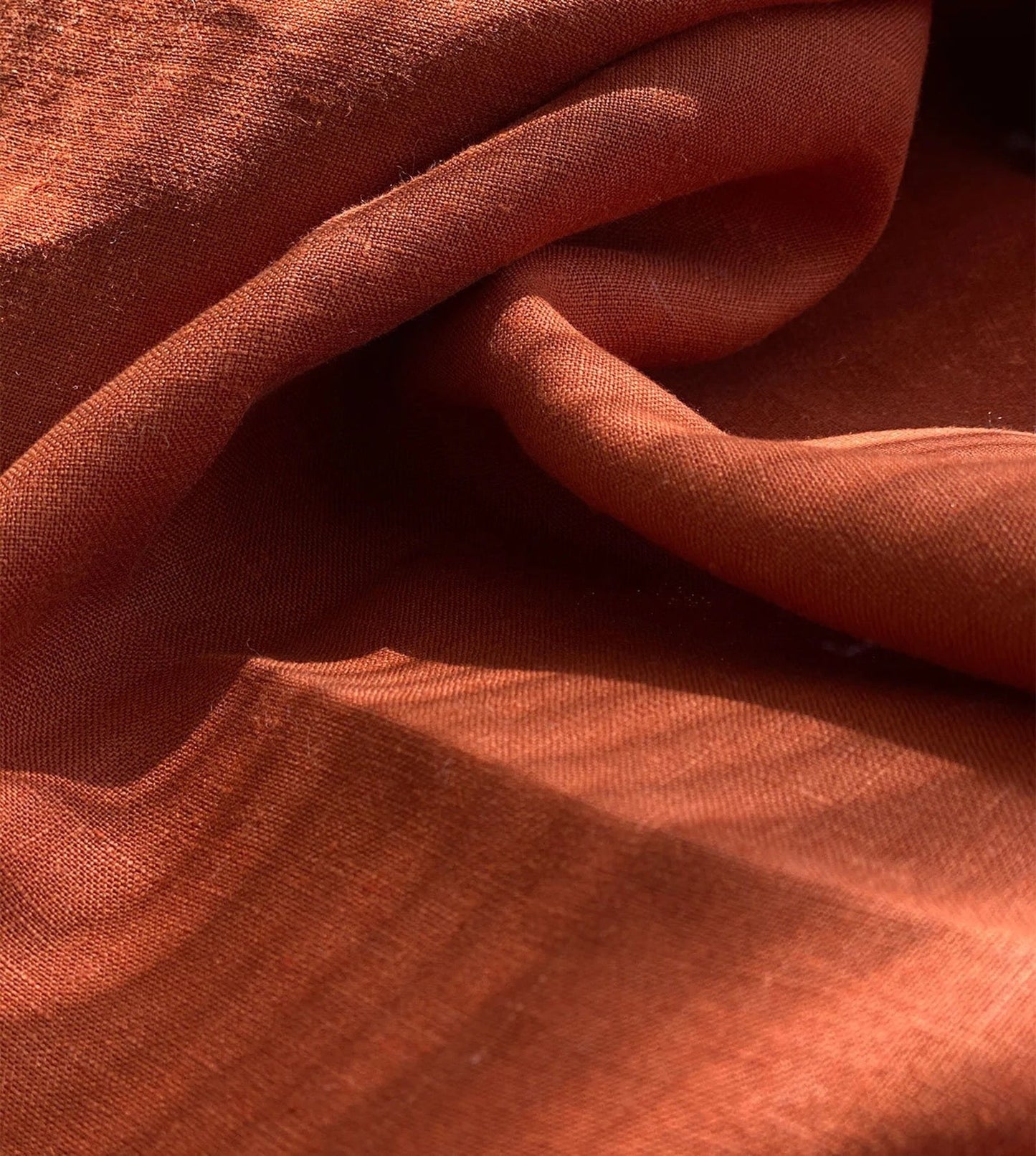 Terracotta Hemp Fabric by the Meter, Medium Weight, Pre-Washed, Extra Wide 110 Inch