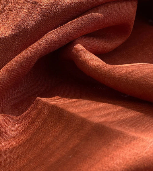Terracotta Hemp Fabric by the Meter, Medium Weight, Pre-Washed, Extra Wide 110 Inch