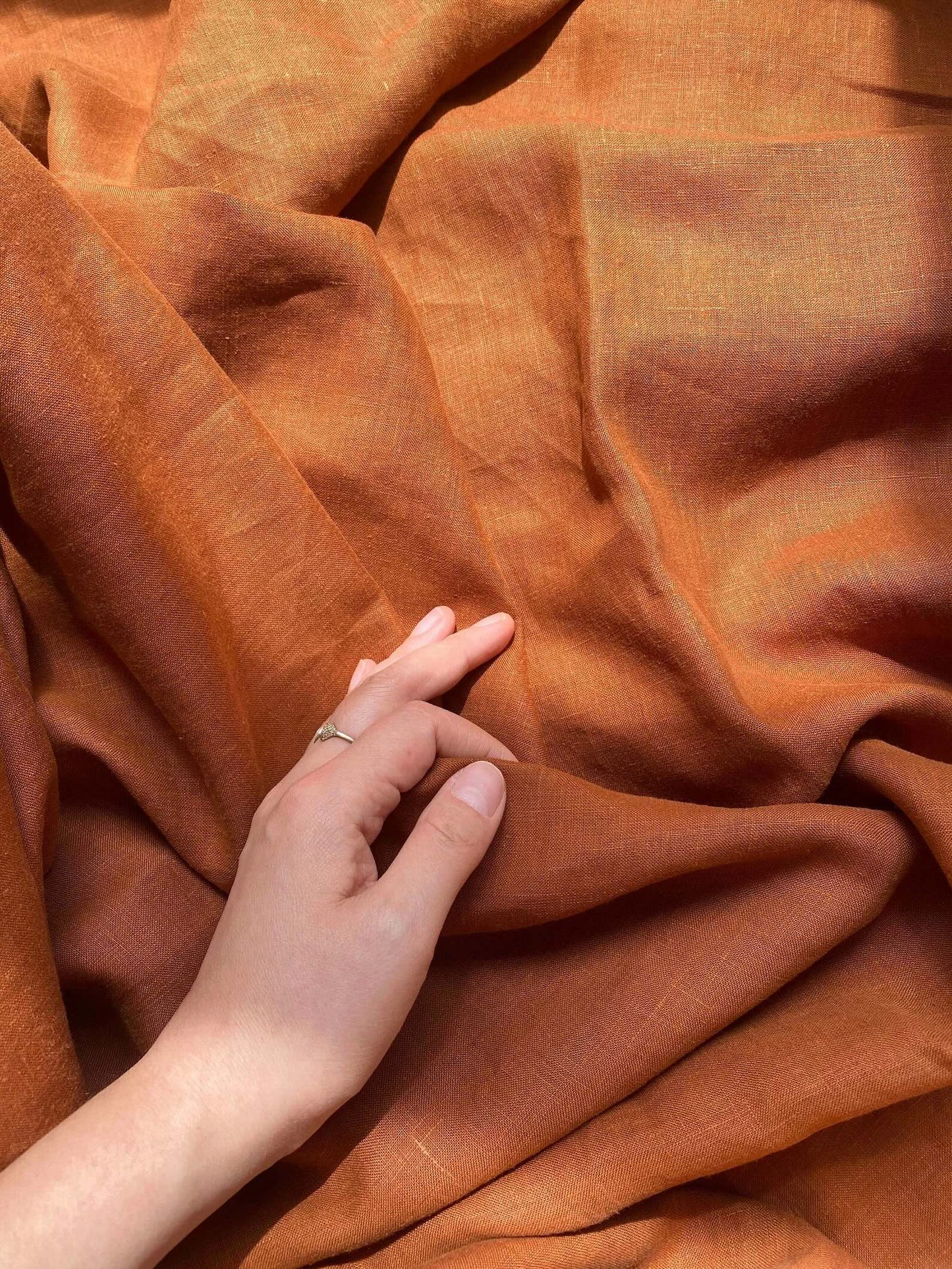 Terracotta Hemp Fabric by the Meter, Medium Weight, Pre-Washed, Extra Wide 110 Inch