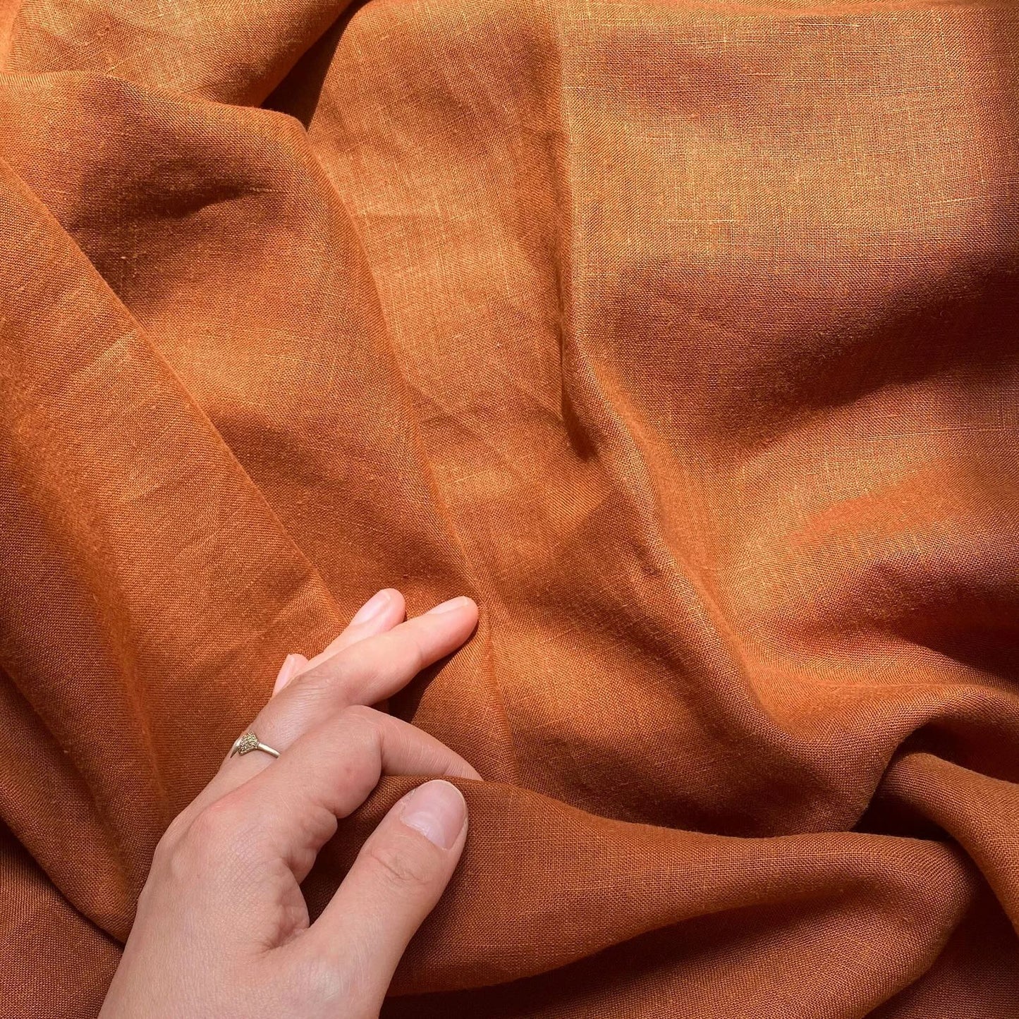Terracotta Hemp Fabric by the Meter, Medium Weight, Pre-Washed, Extra Wide 110 Inch