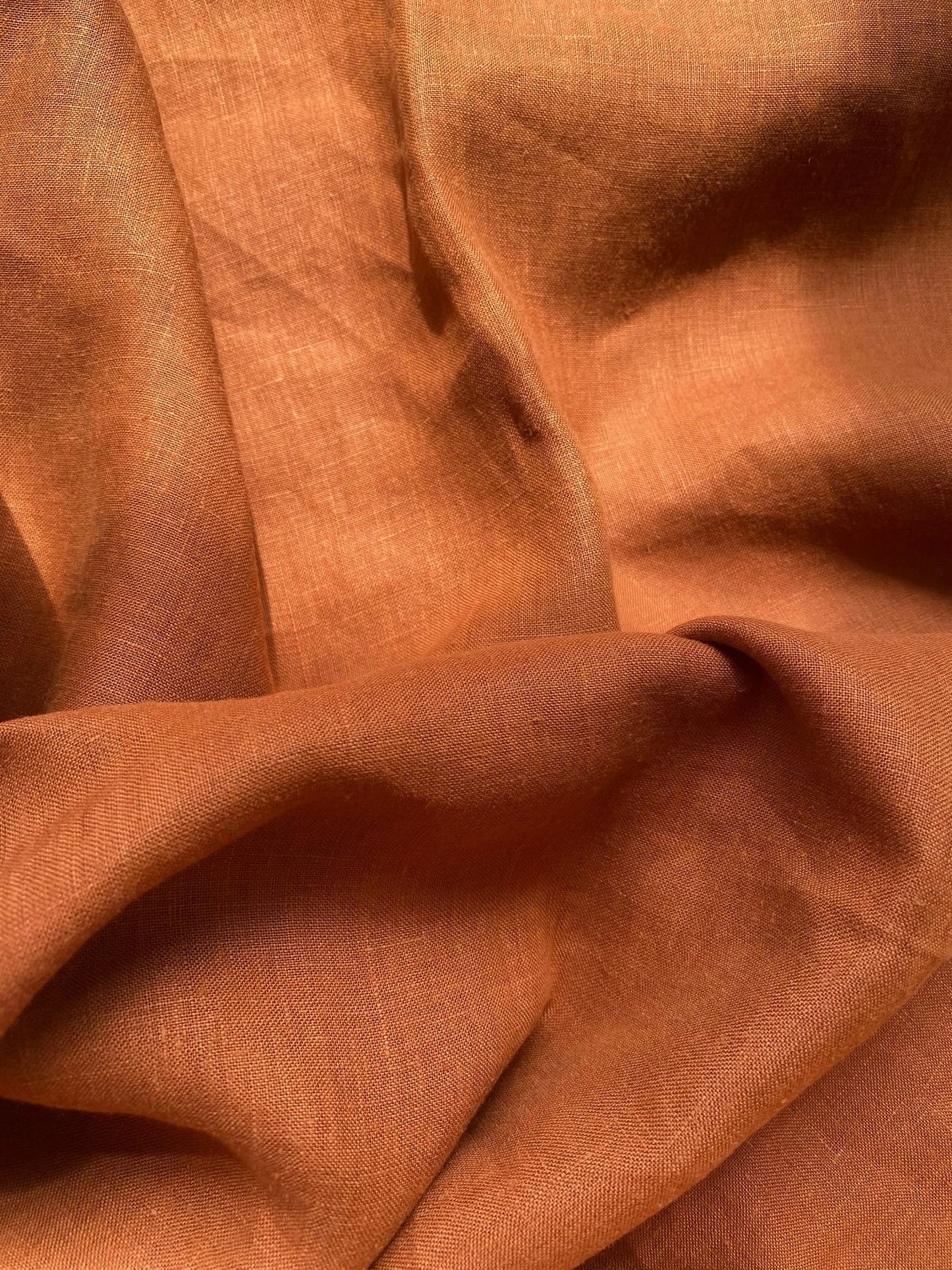 Terracotta Hemp Fabric by the Meter, Medium Weight, Pre-Washed, Extra Wide 110 Inch