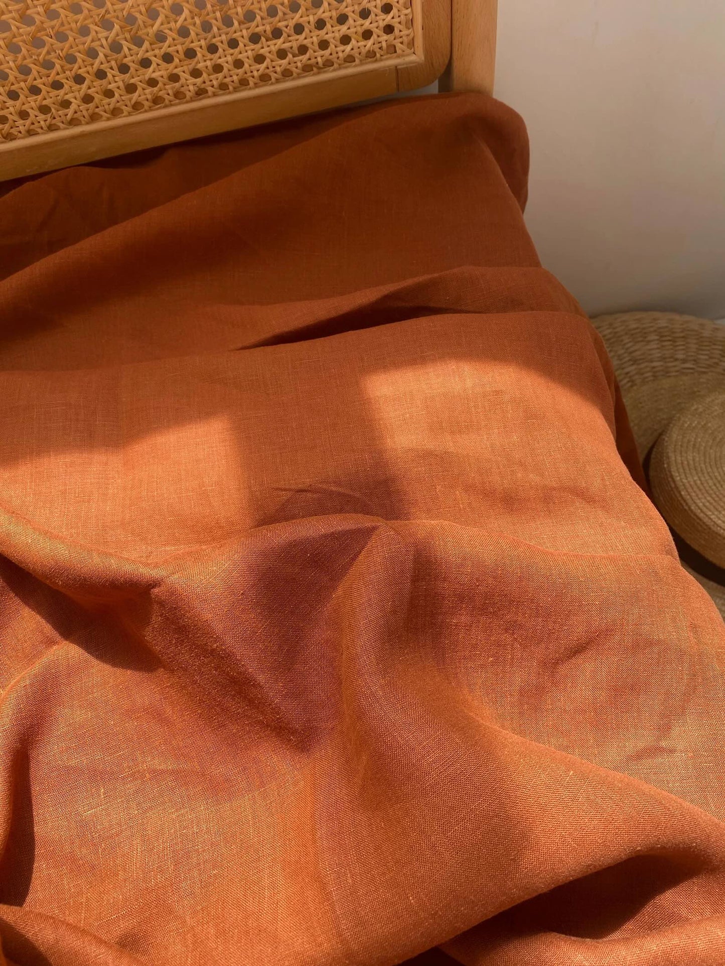 Terracotta Hemp Fabric by the Meter, Medium Weight, Pre-Washed, Extra Wide 110 Inch