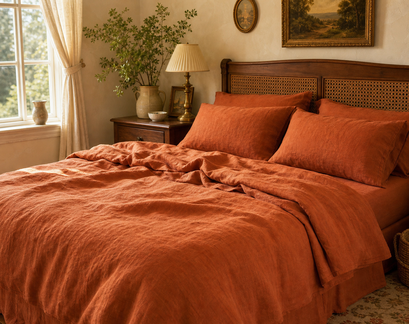 Terracotta Hemp Fabric by the Meter, Medium Weight, Pre-Washed, Extra Wide 110 Inch