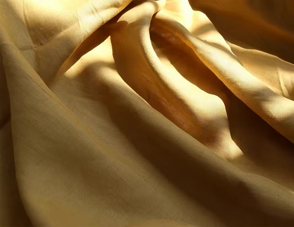 Golden Ochre Hemp Fabric by the Meter, Medium Weight, Pre-Washed, Extra Wide 110 Inch