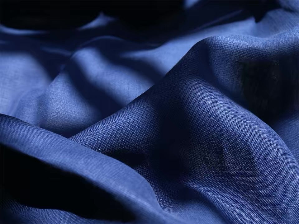 Deep Indigo Blue Hemp Fabric by the Meter, Medium Weight, Pre-Washed, Extra Wide 110 Inch