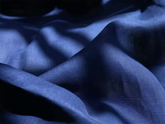 Deep Indigo Blue Hemp Fabric by the Meter, Medium Weight, Pre-Washed, Extra Wide 110 Inch