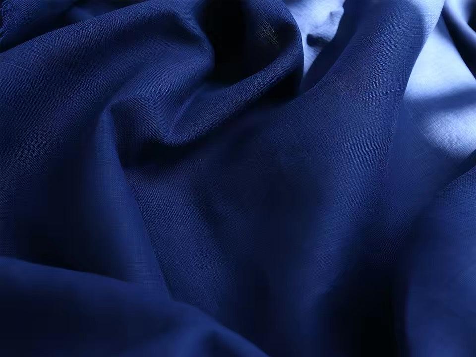 Deep Indigo Blue Hemp Fabric by the Meter, Medium Weight, Pre-Washed, Extra Wide 110 Inch