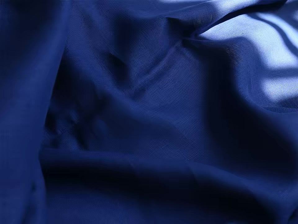 Deep Indigo Blue Hemp Fabric by the Meter, Medium Weight, Pre-Washed, Extra Wide 110 Inch