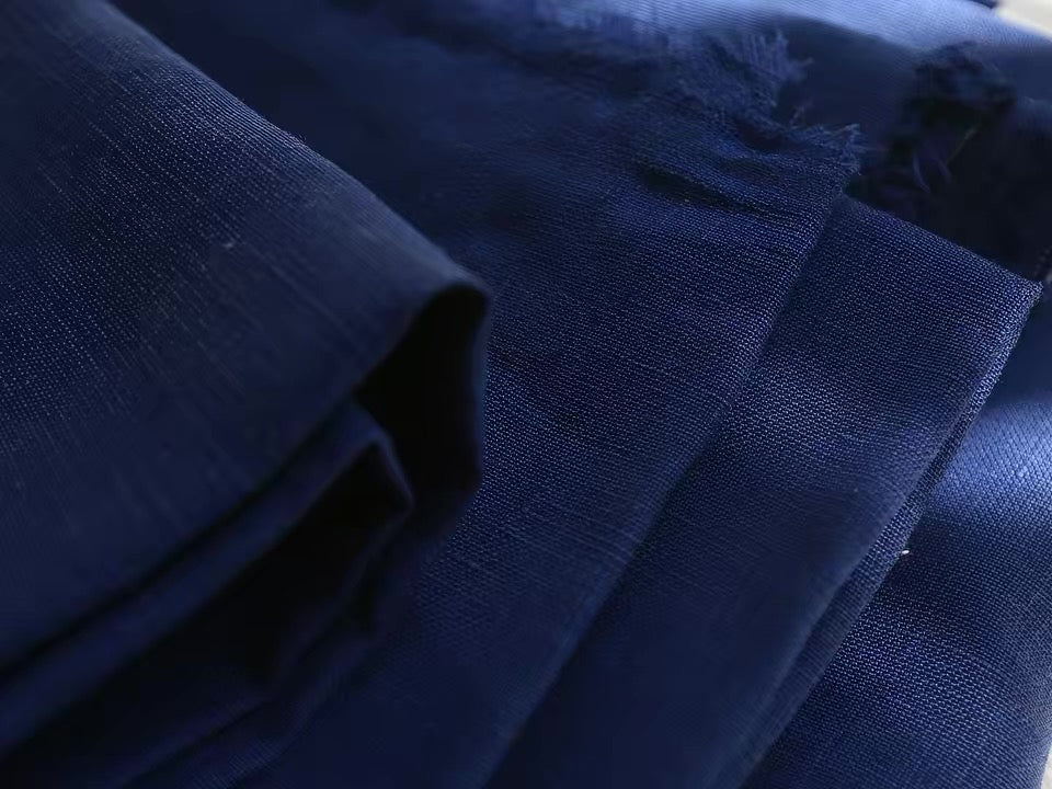 Deep Indigo Blue Hemp Fabric by the Meter, Medium Weight, Pre-Washed, Extra Wide 110 Inch