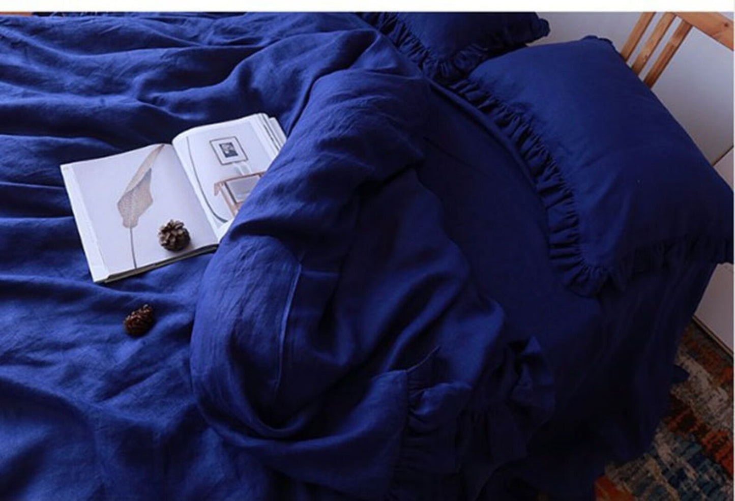 Deep Indigo Blue Hemp Fabric by the Meter, Medium Weight, Pre-Washed, Extra Wide 110 Inch