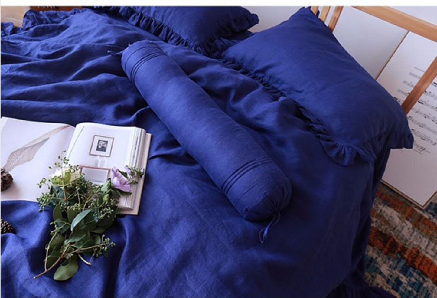 Deep Indigo Blue Hemp Fabric by the Meter, Medium Weight, Pre-Washed, Extra Wide 110 Inch
