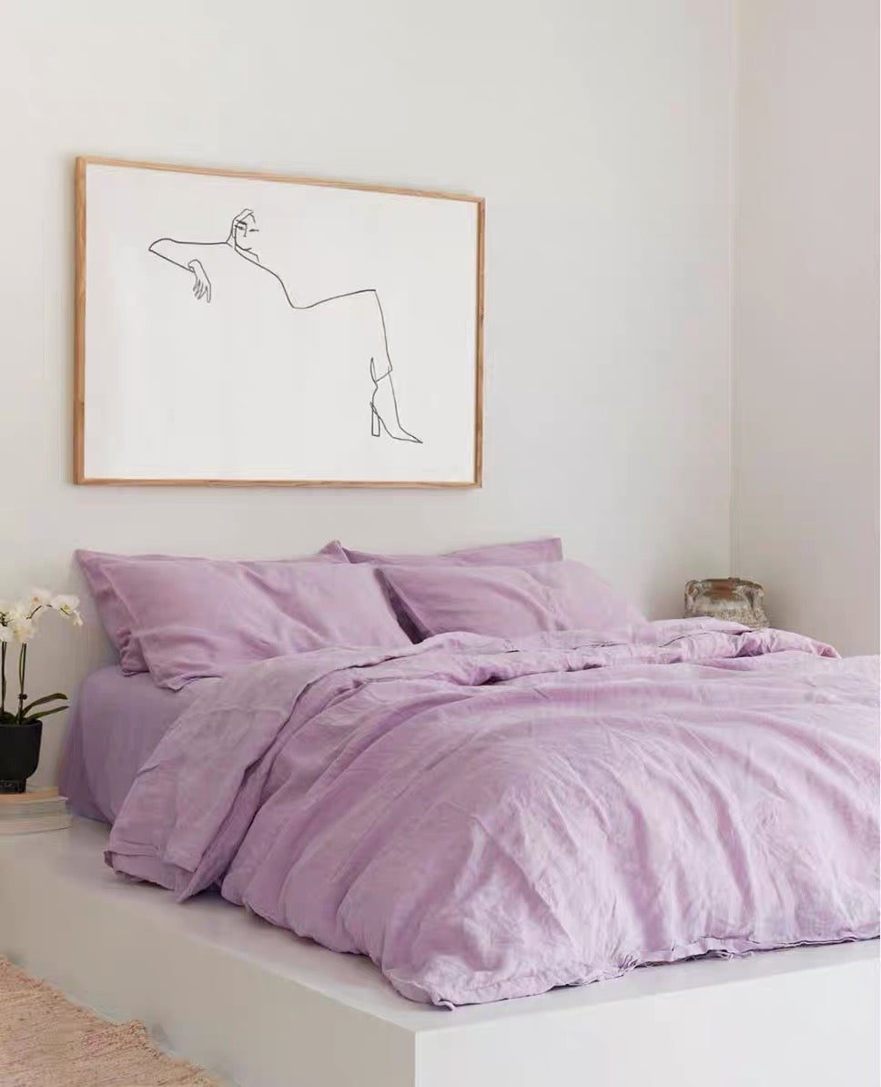 Soft Lilac Pink Hemp Fabric by the Meter, Medium Weight, Pre-Washed, Extra Wide 110 Inch