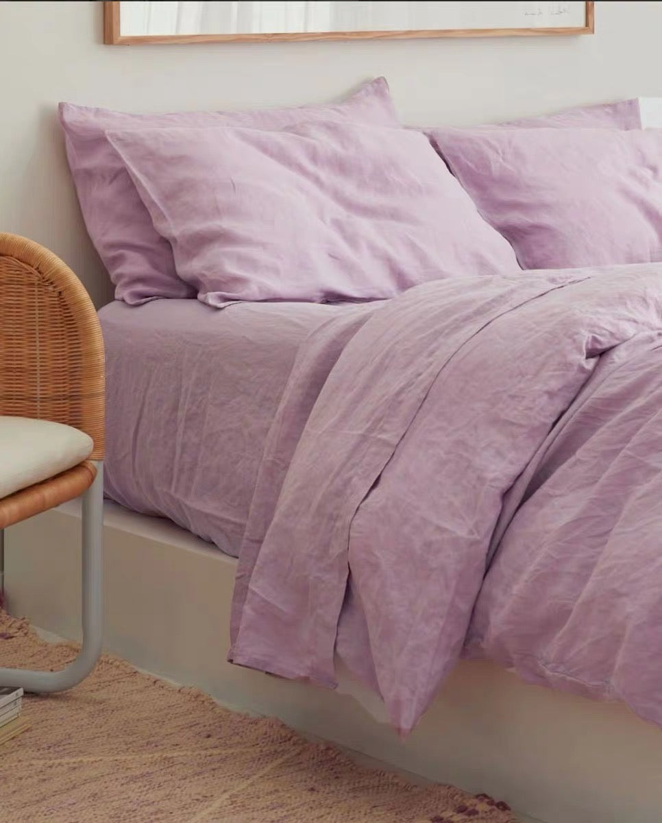Soft Lilac Pink Hemp Fabric by the Meter, Medium Weight, Pre-Washed, Extra Wide 110 Inch