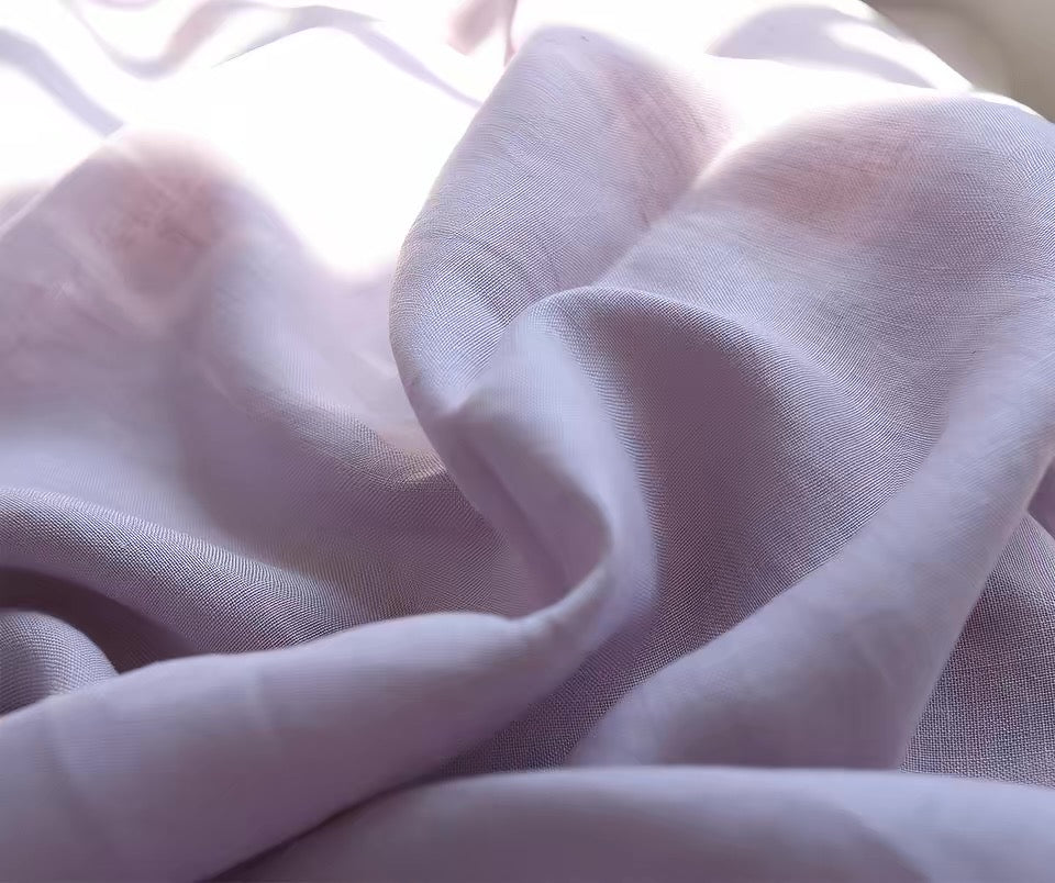 Soft Lilac Pink Hemp Fabric by the Meter, Medium Weight, Pre-Washed, Extra Wide 110 Inch