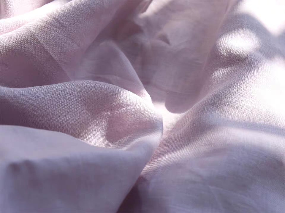 Soft Lilac Pink Hemp Fabric by the Meter, Medium Weight, Pre-Washed, Extra Wide 110 Inch