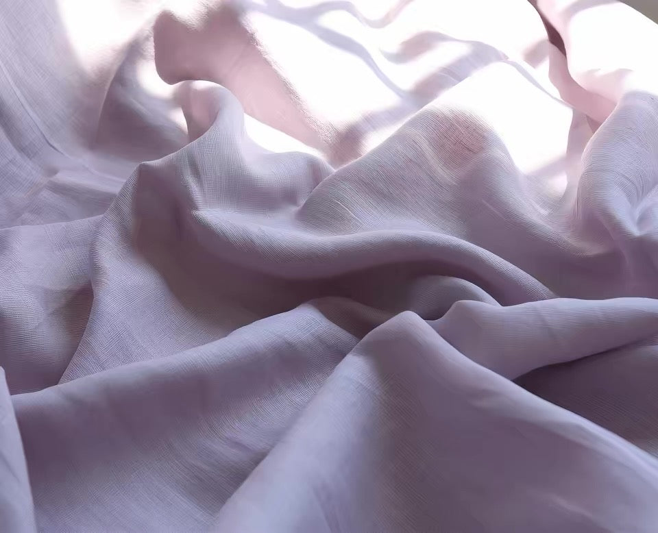 Soft Lilac Pink Hemp Fabric by the Meter, Medium Weight, Pre-Washed, Extra Wide 110 Inch