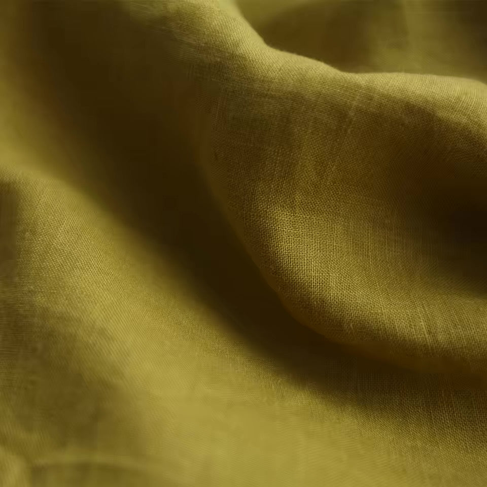 Olive Moss Green Hemp Fabric by the Meter, Medium Weight, Pre-Washed, Extra Wide 110 Inch