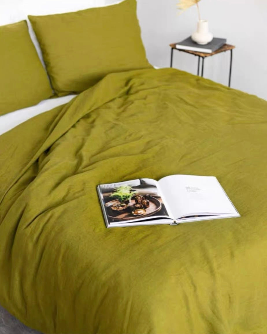 Olive Moss Green Hemp Fabric by the Meter, Medium Weight, Pre-Washed, Extra Wide 110 Inch