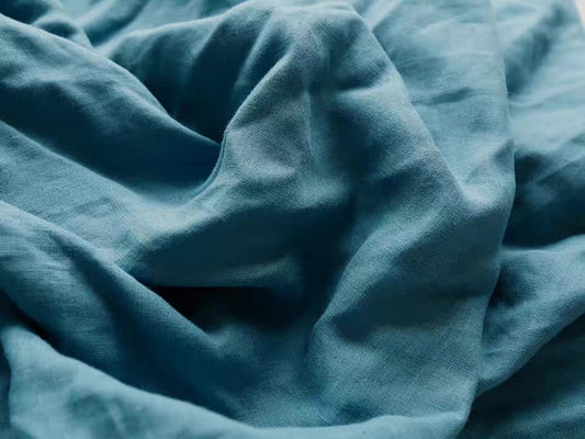Teal Blue Hemp Fabric by the Meter, Medium Weight, Pre-Washed, Extra Wide 110 Inch
