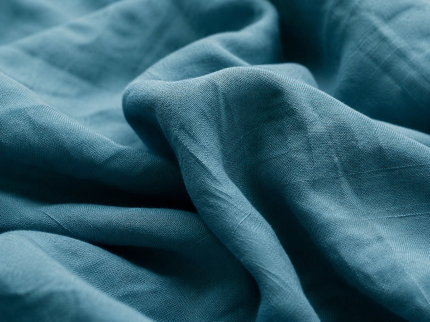 Teal Blue Hemp Fabric by the Meter, Medium Weight, Pre-Washed, Extra Wide 110 Inch