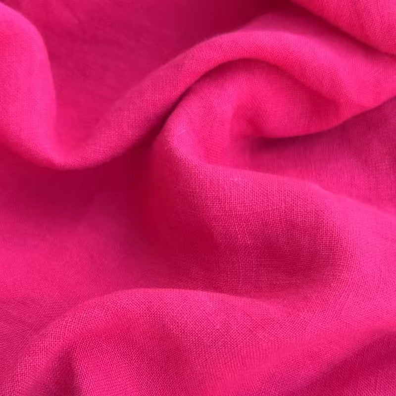 Vivid Fuchsia Pink Hemp Fabric by the Meter, Medium Weight, Pre-Washed, Extra Wide 110 Inch