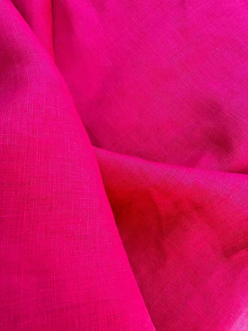 Vivid Fuchsia Pink Hemp Fabric by the Meter, Medium Weight, Pre-Washed, Extra Wide 110 Inch