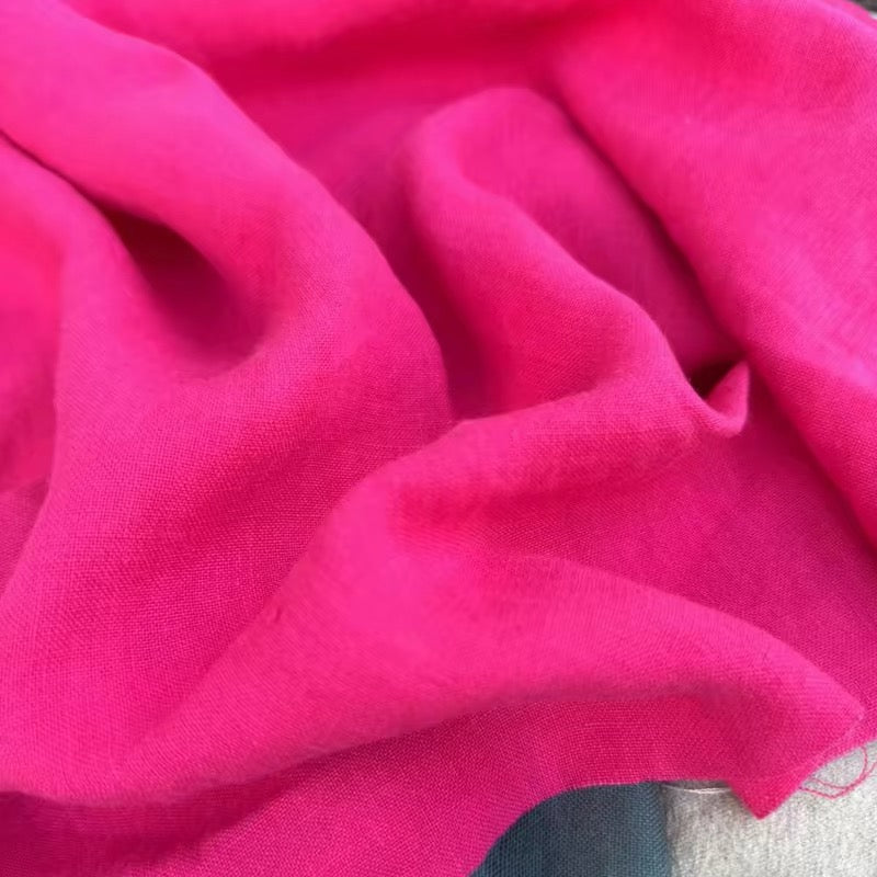 Vivid Fuchsia Pink Hemp Fabric by the Meter, Medium Weight, Pre-Washed, Extra Wide 110 Inch