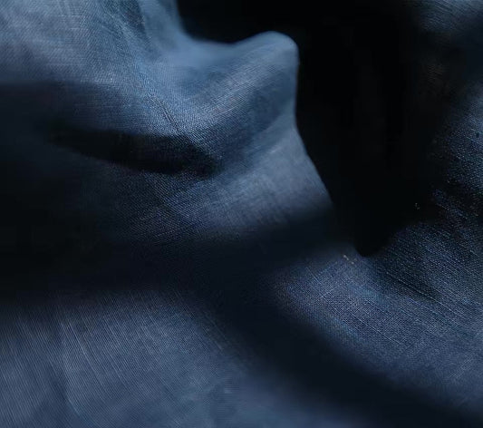 Midnight Navy Blue Hemp Fabric by the Meter, Medium Weight, Pre-Washed, Extra Wide 110 Inch