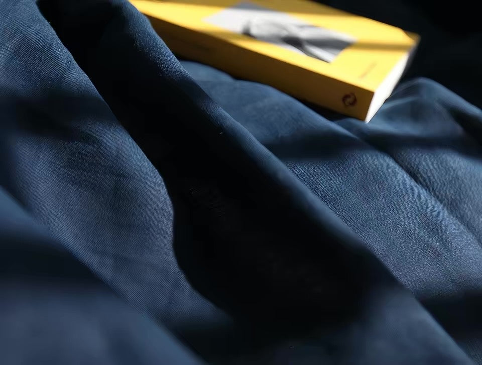 Midnight Navy Blue Hemp Fabric by the Meter, Medium Weight, Pre-Washed, Extra Wide 110 Inch