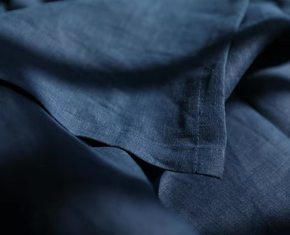 Midnight Navy Blue Hemp Fabric by the Meter, Medium Weight, Pre-Washed, Extra Wide 110 Inch