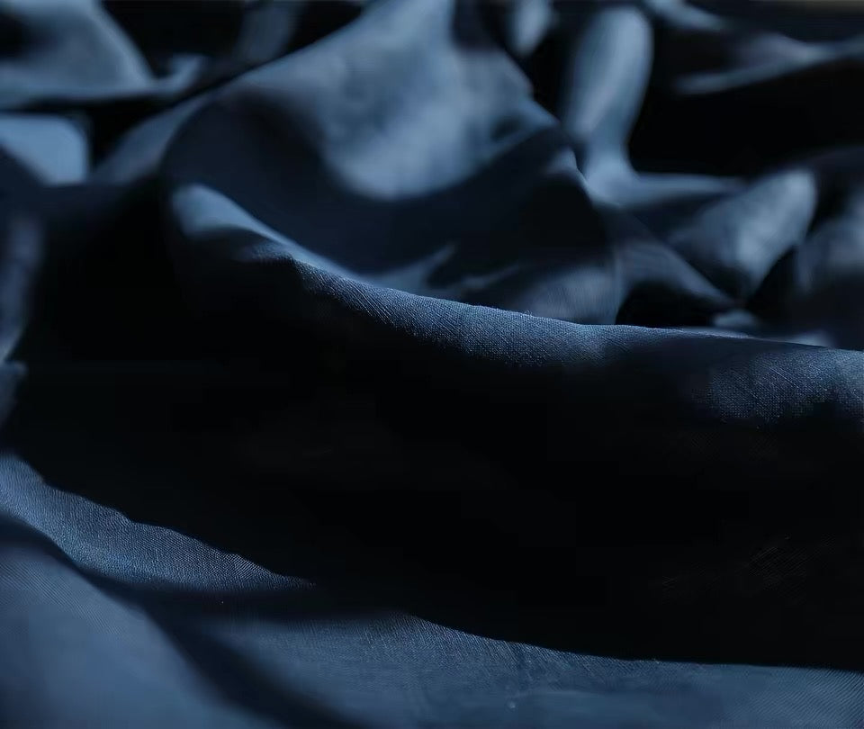 Midnight Navy Blue Hemp Fabric by the Meter, Medium Weight, Pre-Washed, Extra Wide 110 Inch