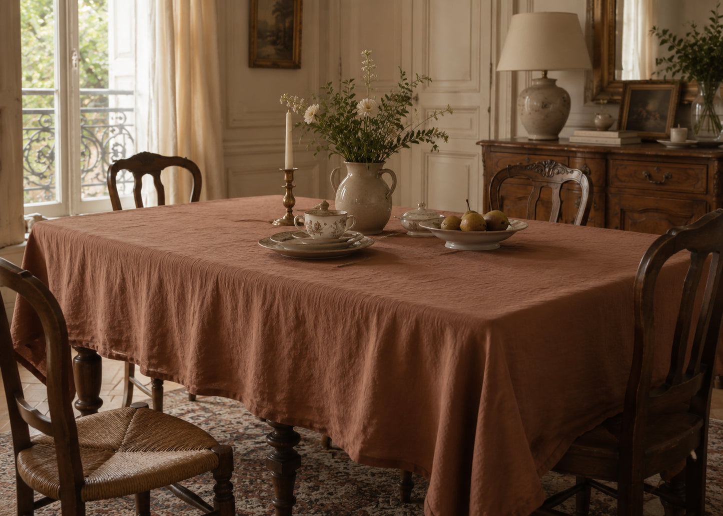 Warm Cinnamon Brown Hemp Fabric by the Meter, Medium Weight, Pre-Washed, Extra Wide 110 Inch