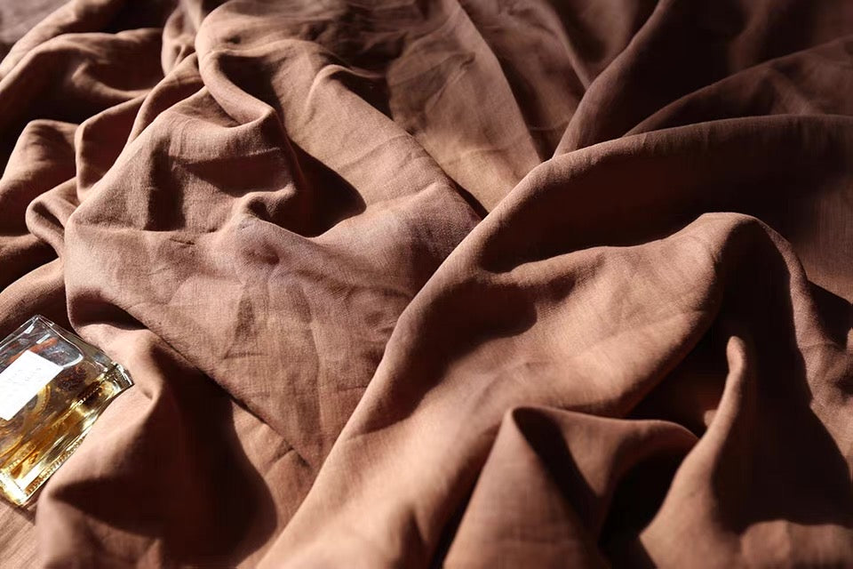 Warm Cinnamon Brown Hemp Fabric by the Meter, Medium Weight, Pre-Washed, Extra Wide 110 Inch