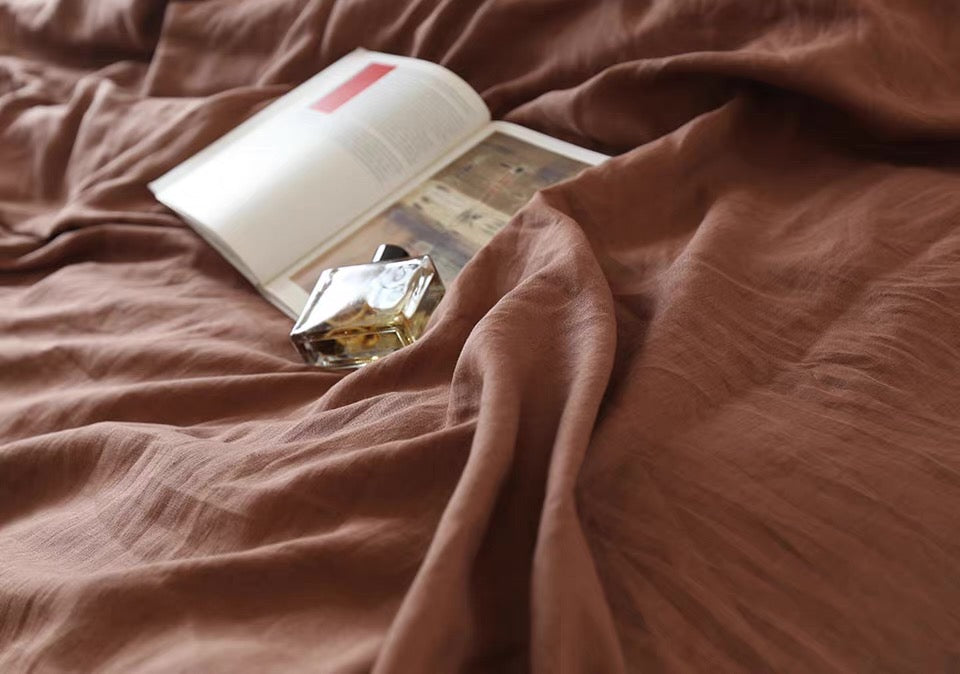 Warm Cinnamon Brown Hemp Fabric by the Meter, Medium Weight, Pre-Washed, Extra Wide 110 Inch