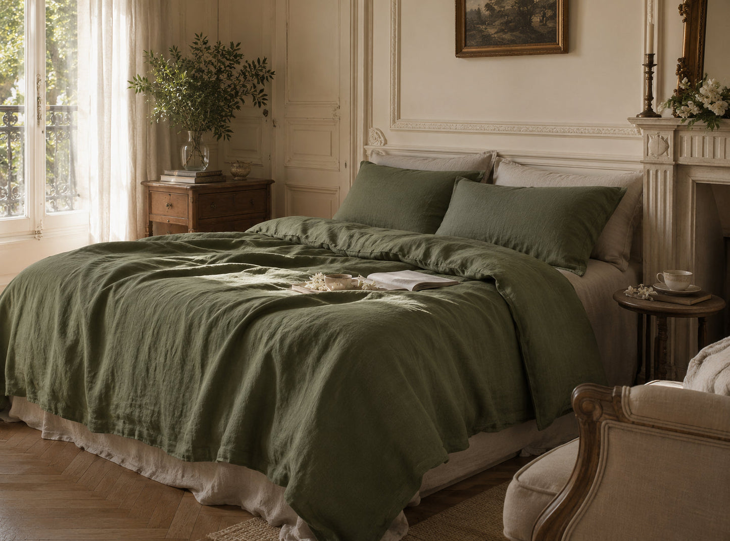 Forest Green Hemp Fabric by the Meter, Medium Weight, Pre-Washed, Extra Wide 110 Inch