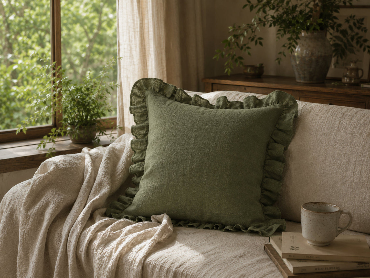 Forest Green Hemp Fabric by the Meter, Medium Weight, Pre-Washed, Extra Wide 110 Inch
