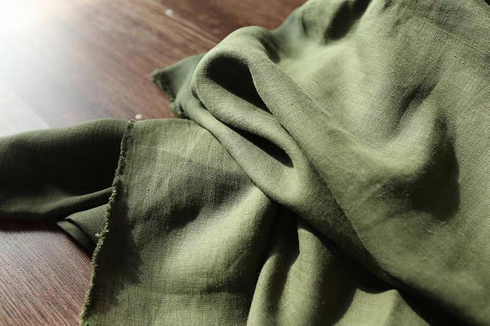Forest Green Hemp Fabric by the Meter, Medium Weight, Pre-Washed, Extra Wide 110 Inch