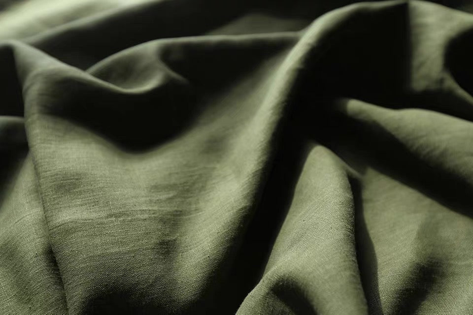 Forest Green Hemp Fabric by the Meter, Medium Weight, Pre-Washed, Extra Wide 110 Inch