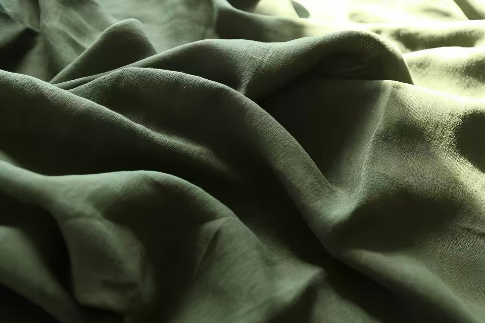 Forest Green Hemp Fabric by the Meter, Medium Weight, Pre-Washed, Extra Wide 110 Inch