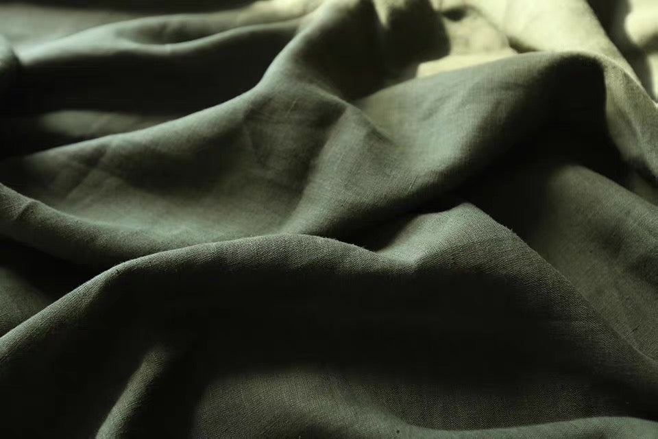 Forest Green Hemp Fabric by the Meter, Medium Weight, Pre-Washed, Extra Wide 110 Inch