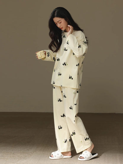 Cute Panda Print Loungewear - 100% Cotton Sleepwear for Ultimate Coziness, Perfect Valentine's Day Gift