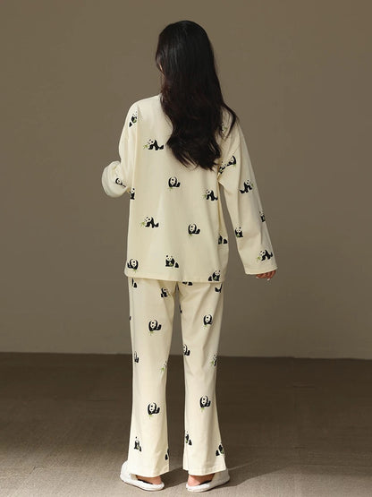 Cute Panda Print Loungewear - 100% Cotton Sleepwear for Ultimate Coziness, Perfect Valentine's Day Gift