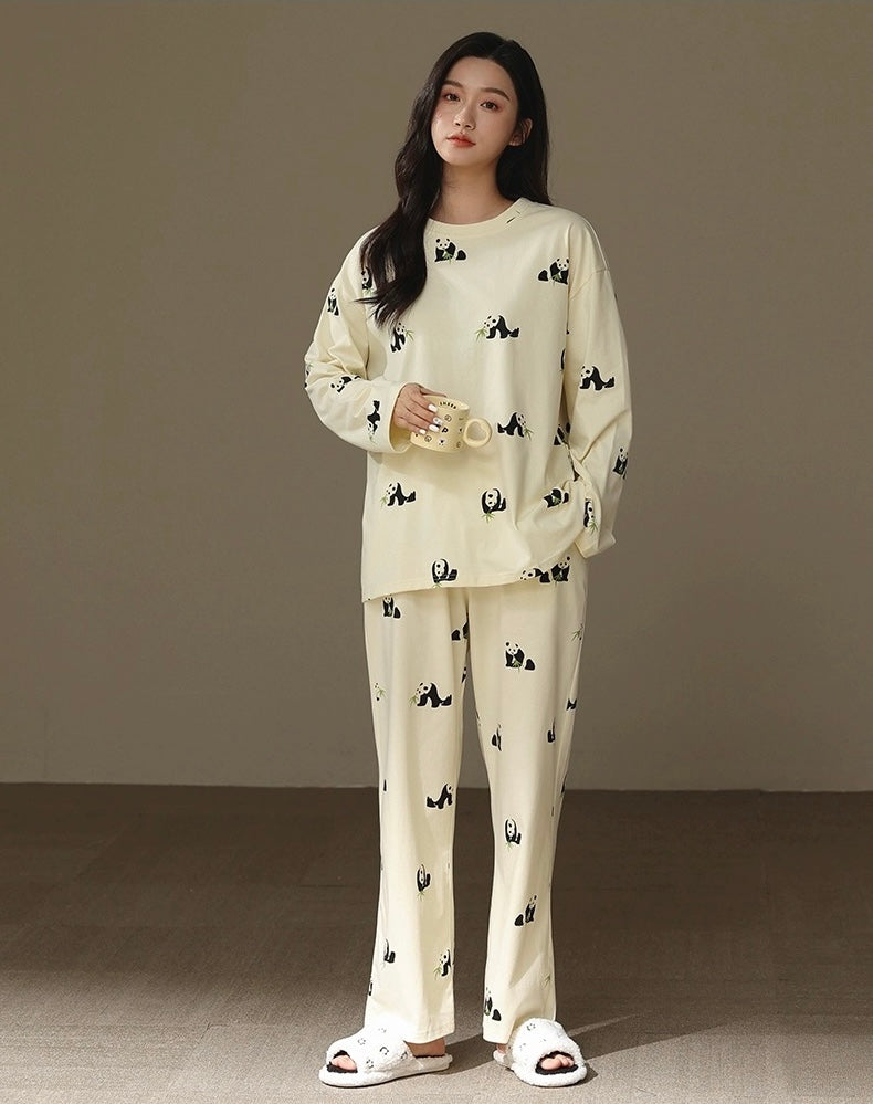 Cute Panda Print Loungewear - 100% Cotton Sleepwear for Ultimate Coziness, Perfect Valentine's Day Gift