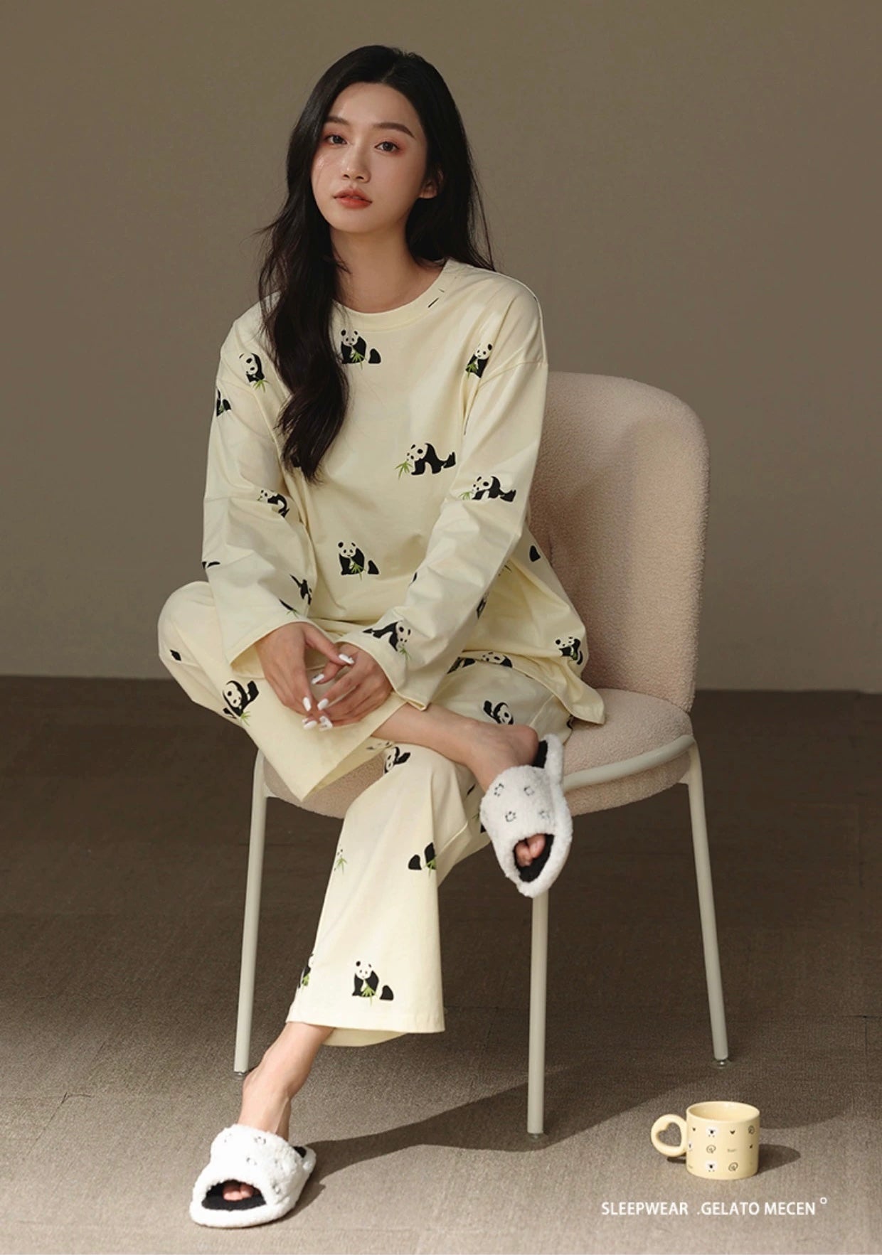 Cute Panda Print Loungewear - 100% Cotton Sleepwear for Ultimate Coziness, Perfect Valentine's Day Gift