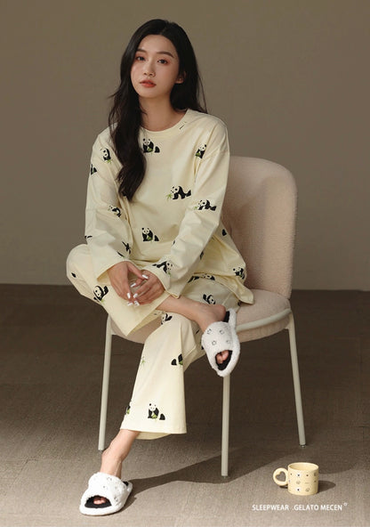 Cute Panda Print Loungewear - 100% Cotton Sleepwear for Ultimate Coziness, Perfect Valentine's Day Gift