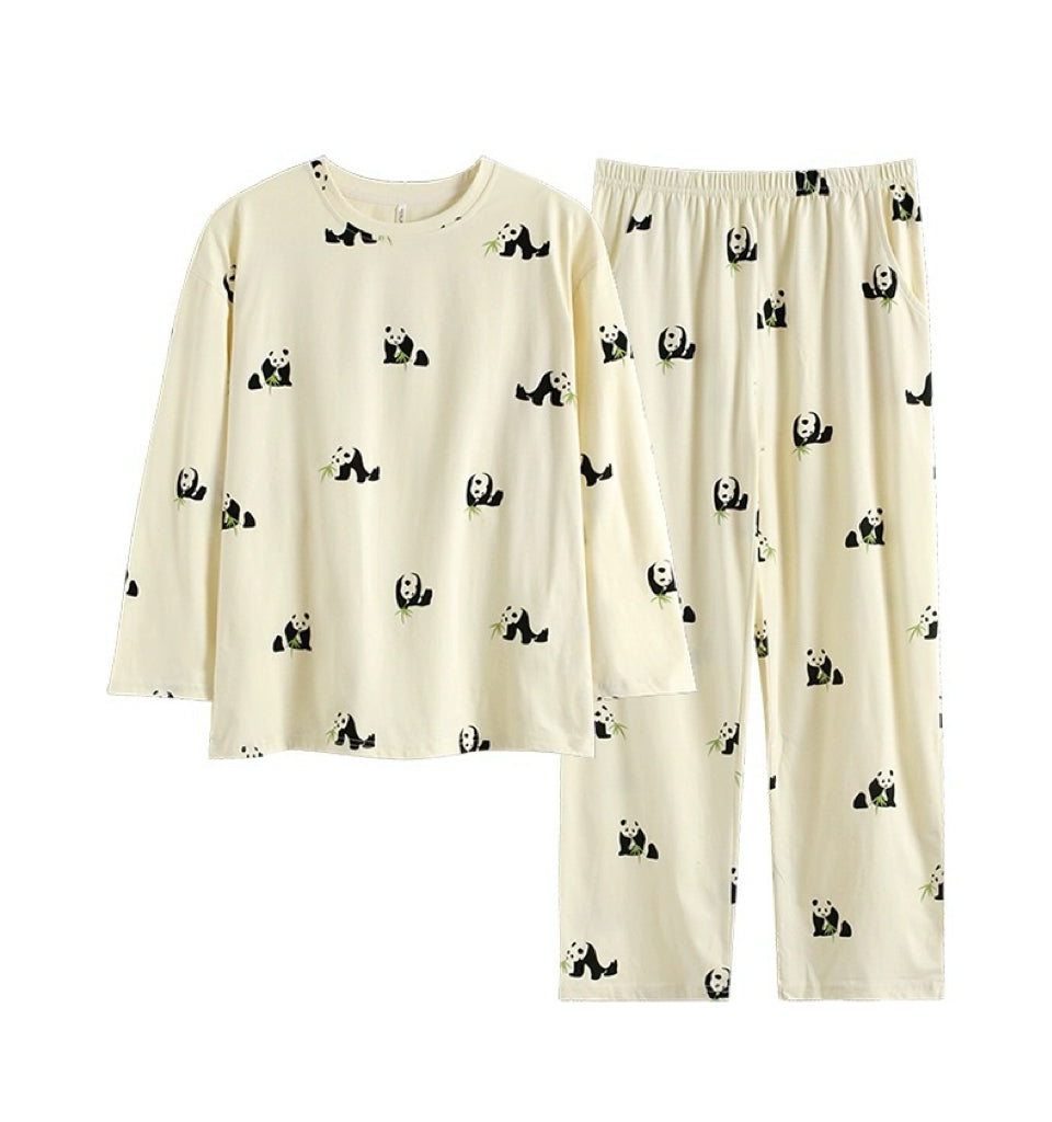 Cute Panda Print Loungewear - 100% Cotton Sleepwear for Ultimate Coziness, Perfect Valentine's Day Gift