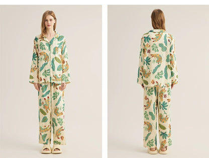 Forest Wilderness Print Pajama Set, 100% Cotton Sleepwear, Comfortable and Cozy Lounging